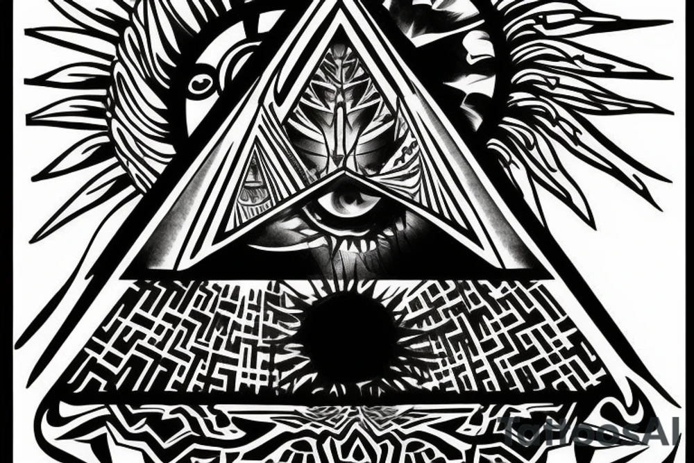 pyramid with a sun behind tattoo idea
