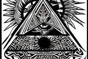 pyramid with a sun behind tattoo idea