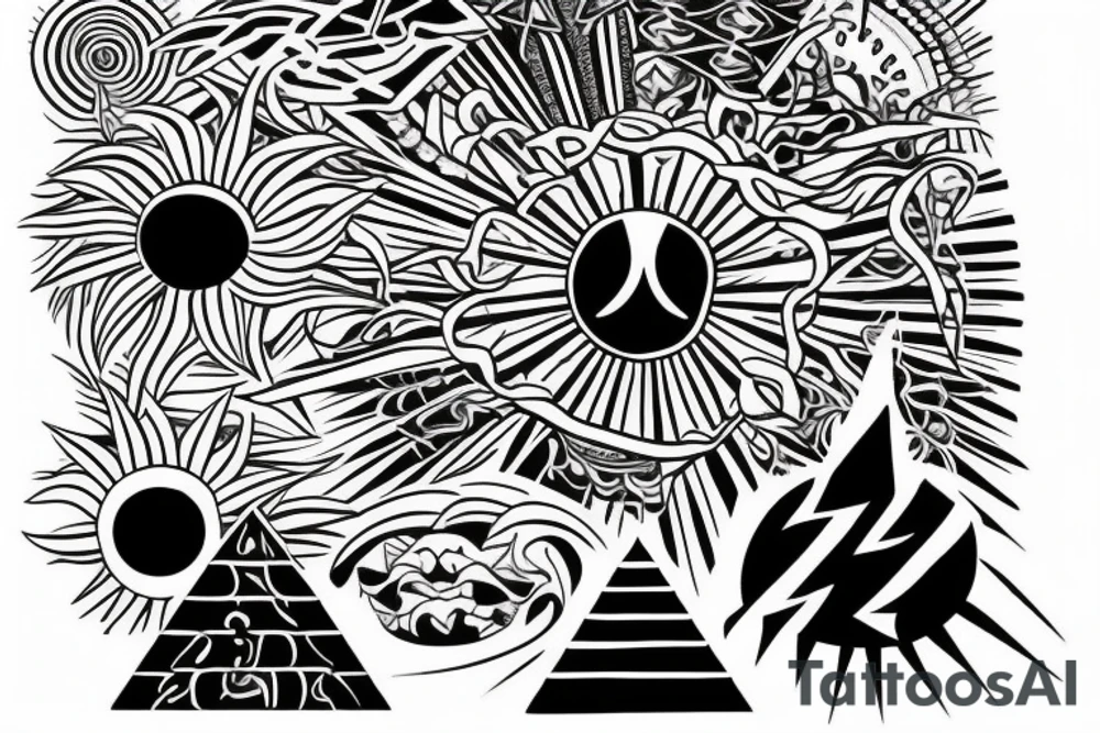 pyramid with a sun behind tattoo idea