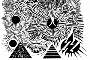 pyramid with a sun behind tattoo idea