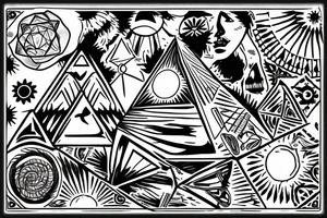 pyramid with a sun behind tattoo idea