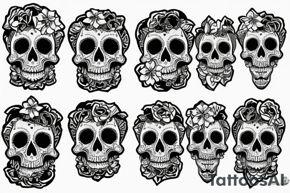 Sleeve tattoo, skull, flowers, math, science, patterns tattoo idea