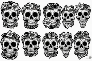 Sleeve tattoo, skull, flowers, math, science, patterns tattoo idea