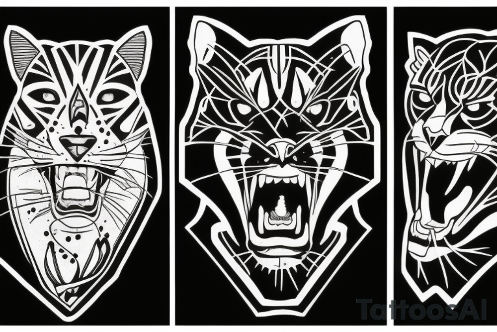 american traditional panther tattoo idea