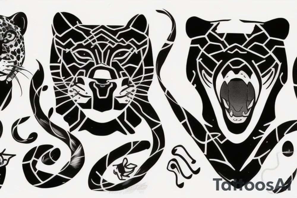 american traditional panther tattoo idea