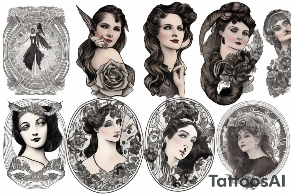 A Portrait of a Woman in the 1900s tattoo idea
