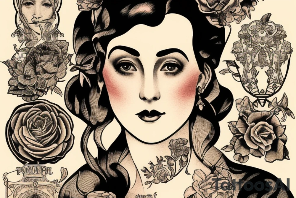 A Portrait of a Woman in the 1900s tattoo idea