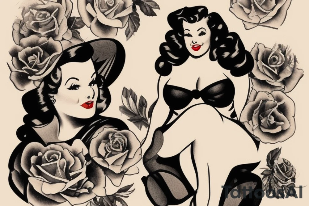 A Plus Size pin up Model in the 1940s tattoo idea
