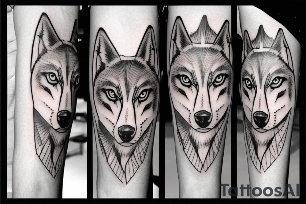 Half woman half wolf tattoo idea