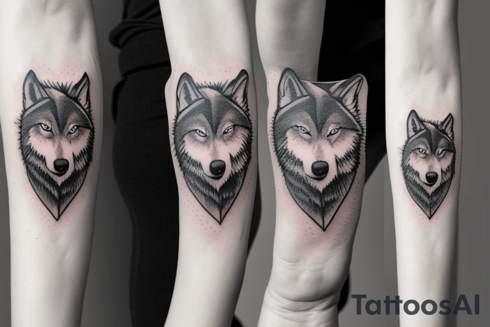 Woman wearing a wolf tattoo idea
