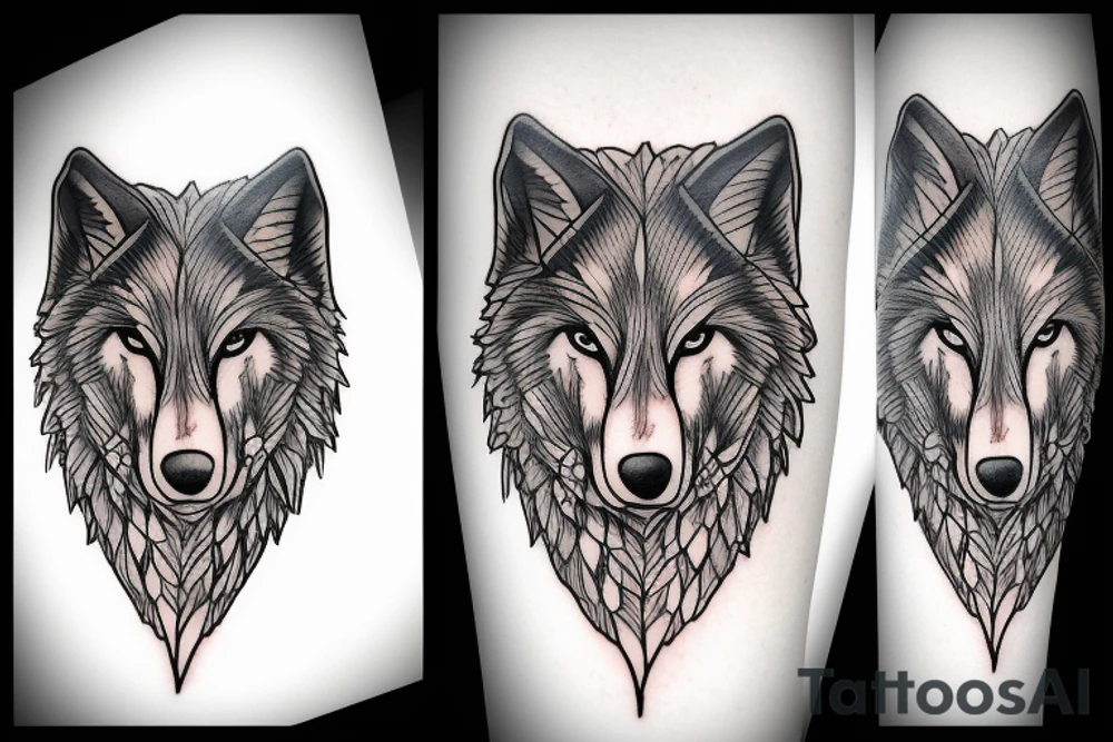 Woman wearing a wolf tattoo idea