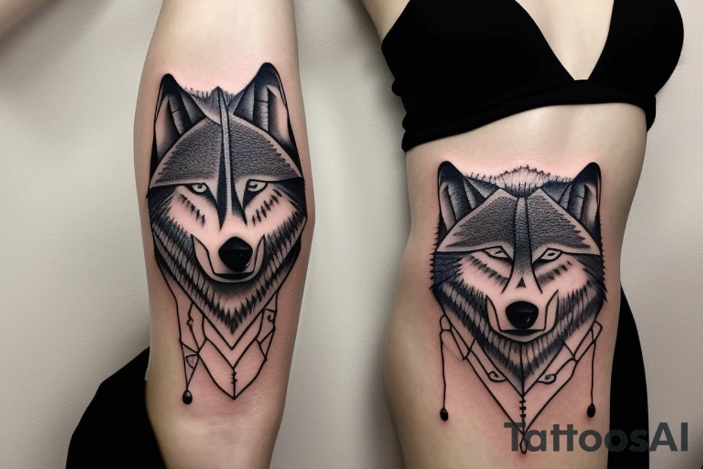 Woman wearing a wolf tattoo idea