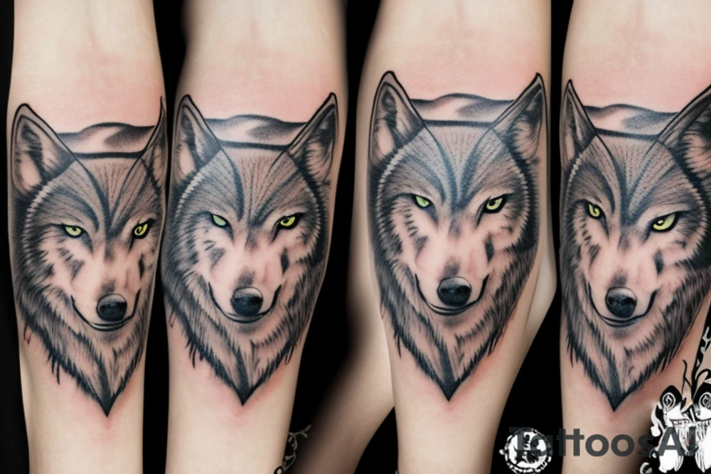 Woman wearing a wolf tattoo idea
