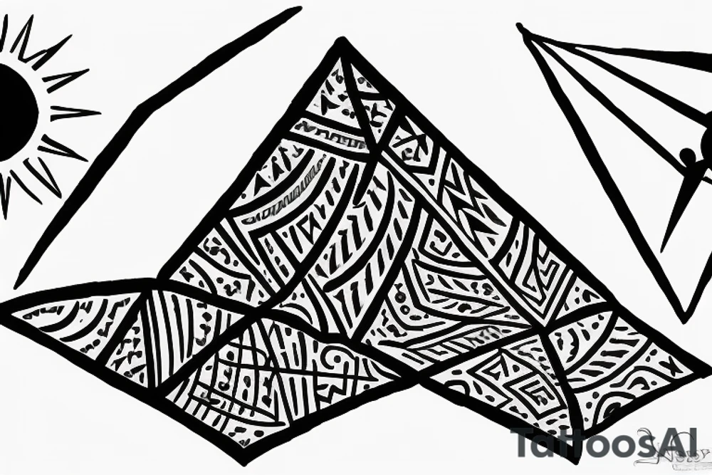 pyramid with a sun behind tattoo idea