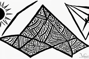 pyramid with a sun behind tattoo idea