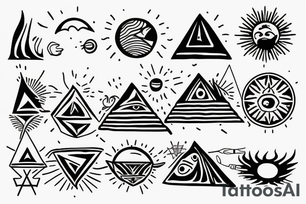 pyramid with a sun behind tattoo idea