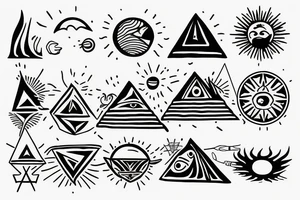 pyramid with a sun behind tattoo idea