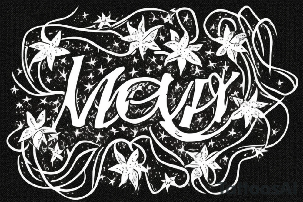 In typewriter font, quote "veni, vidi, vici" with star gazing lilies and  surrounding it tattoo idea