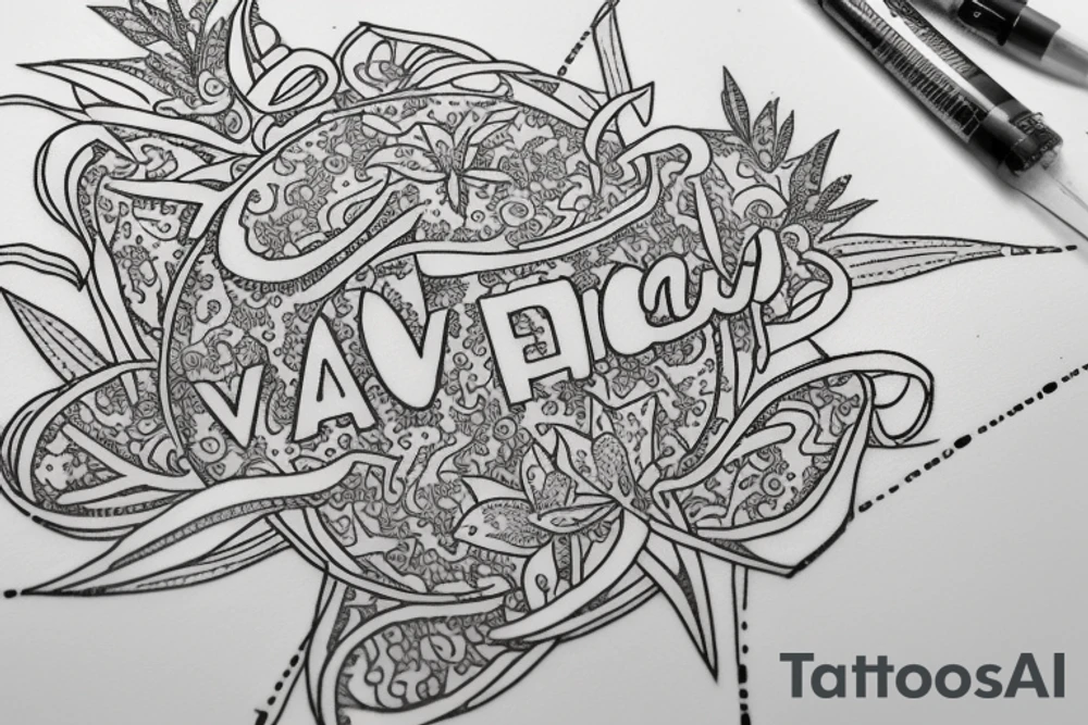 In typewriter font, quote "veni, vidi, vici" with star gazing lilies and  surrounding it tattoo idea