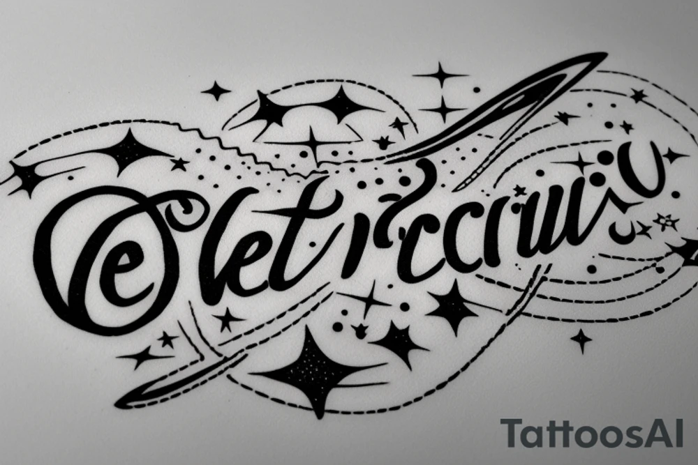 In typewriter font, quote "veni, vidi, vici" with stars and planets surrounding it tattoo idea