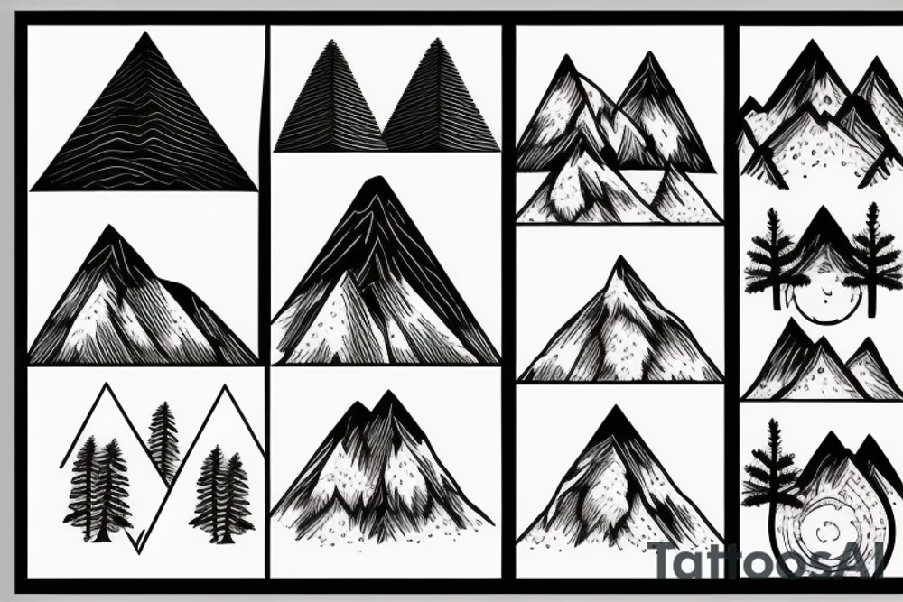 forest trees with a mountain in the background tattoo idea