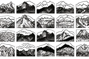 many trees with a mountain in the background tattoo idea
