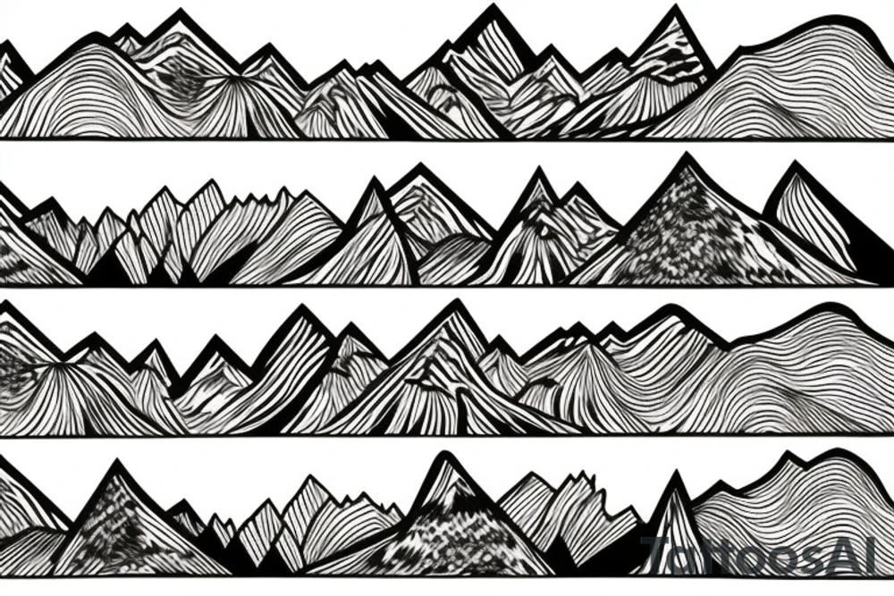 many trees with a mountain in the background tattoo idea