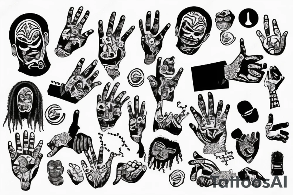 Hand with a dreaded mouth tattoo idea