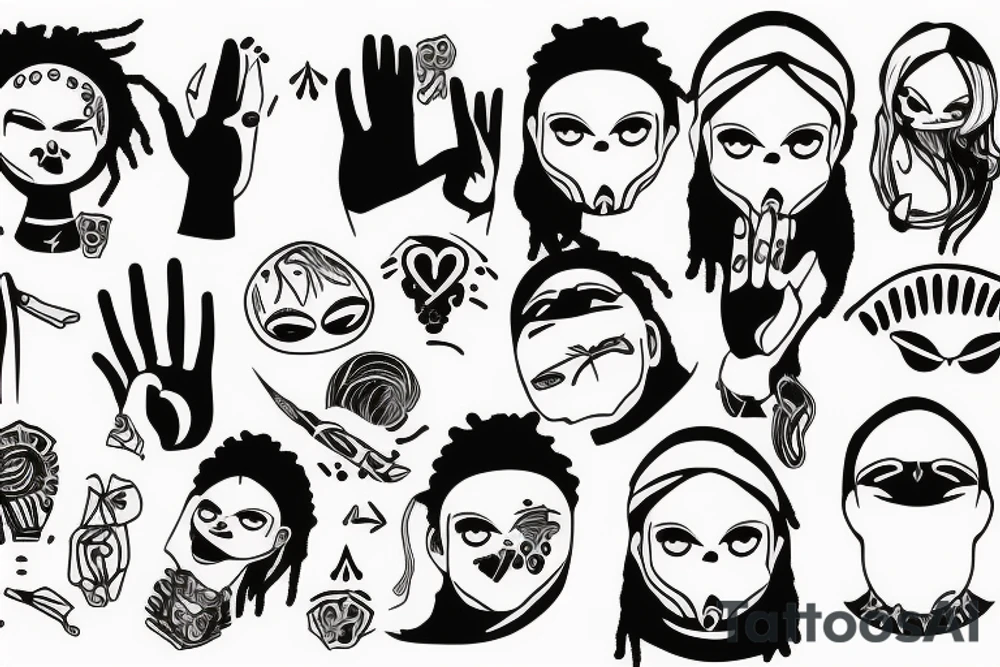 Hand with a dreaded mouth tattoo idea
