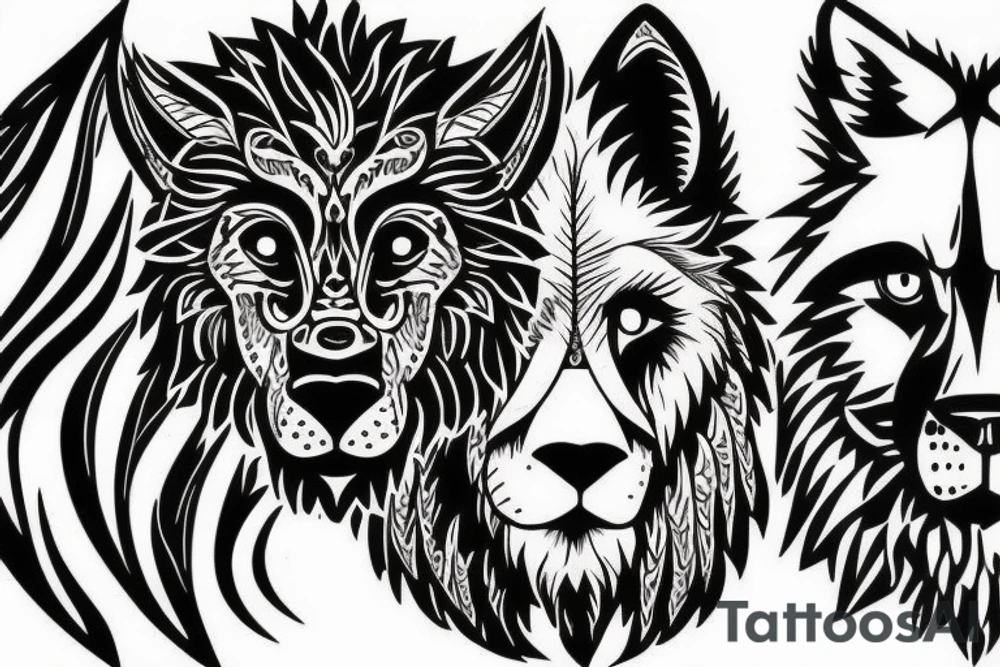 Lion and wolf tattoo idea