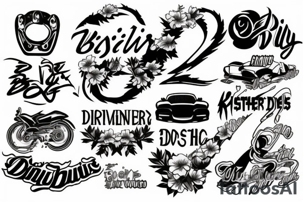 Initial D, sisters, family, girly tattoo idea