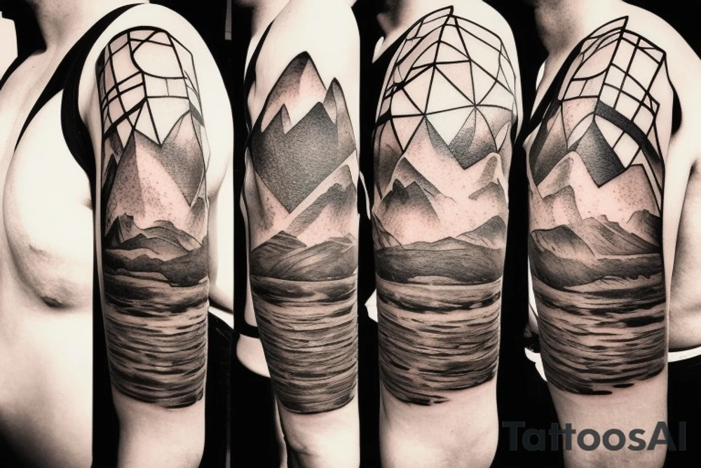 A mountain range but the first part of the mountain range is the background of an hourglass. The rest of the mountain range has a 7 underneath of it representing a week, a 30 underneath of it representing a month and 365 underneath of it representing a year. tattoo idea