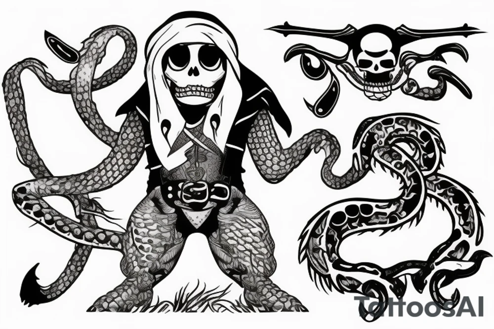Bonefrog pirate with divemask tattoo idea