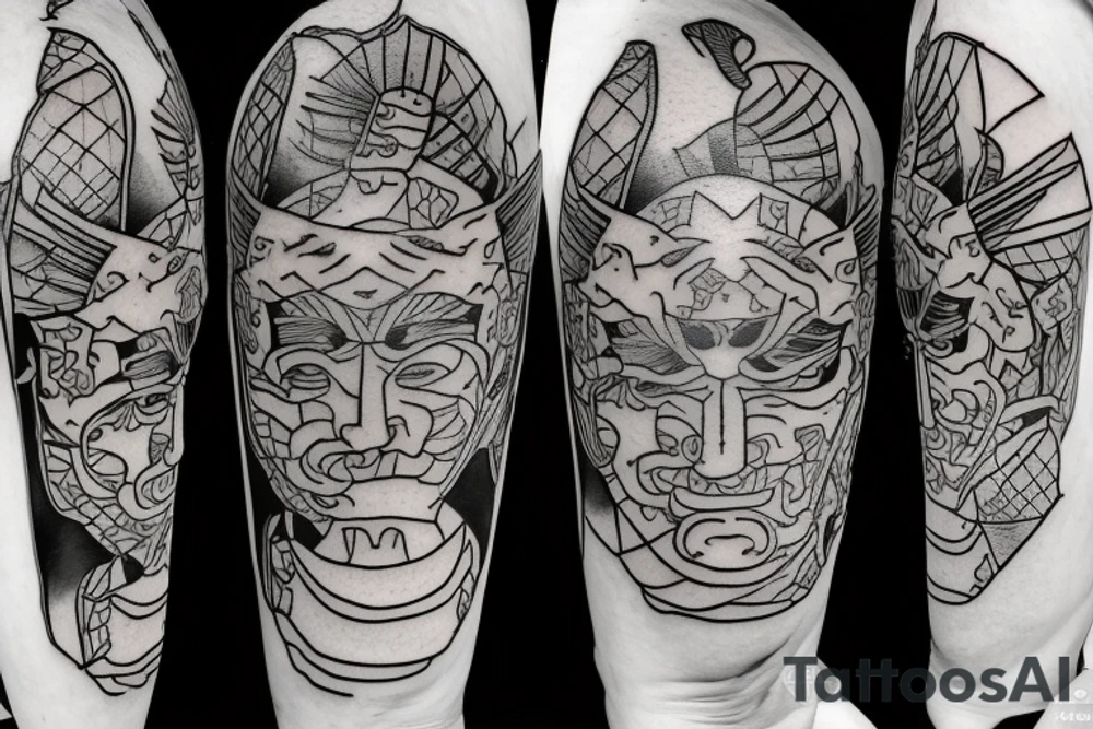 Samurai, koi fish, bonsai tree, hannya mask tattoo idea