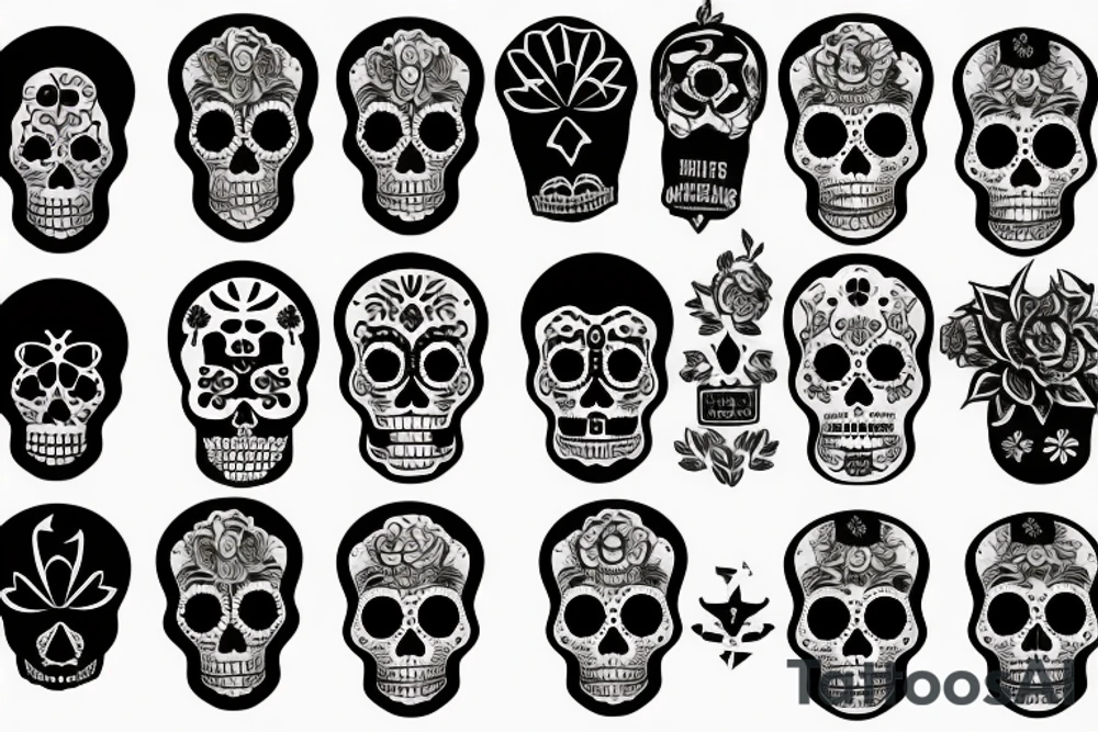 Blackout day of the dead sleeve tattoo idea