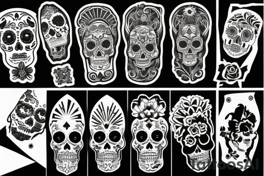 Blackout day of the dead sleeve tattoo idea