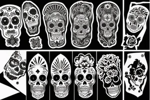 Blackout day of the dead sleeve tattoo idea