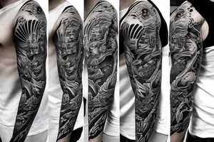Blackout Chicano style full sleeve tattoo idea