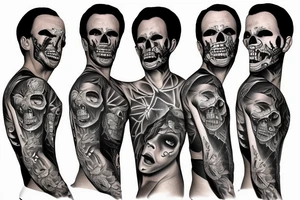 Blackout Chicano style fay of the dead full sleeve tattoo idea