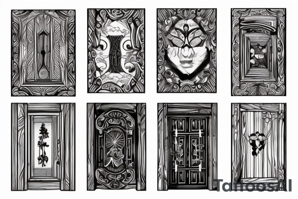old barred wooden door tattoo idea