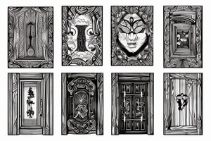 old barred wooden door tattoo idea