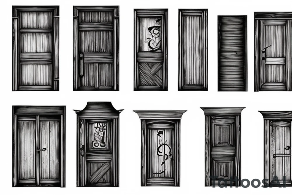 old barred wooden door tattoo idea