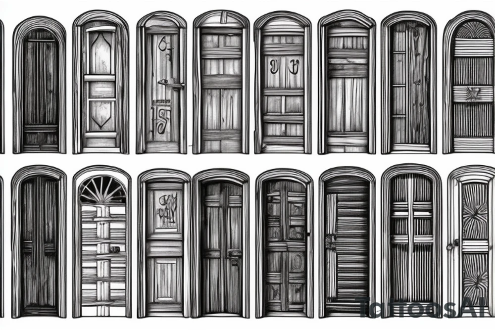 old barred wooden door tattoo idea