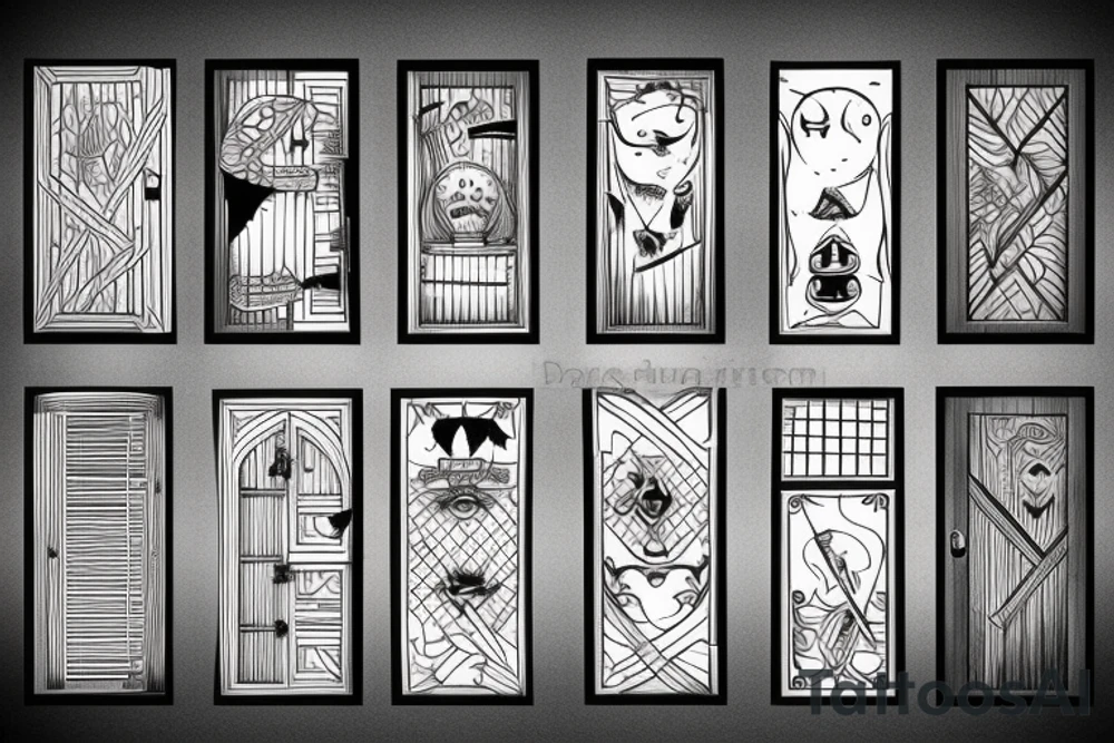 barred wooden door tattoo idea