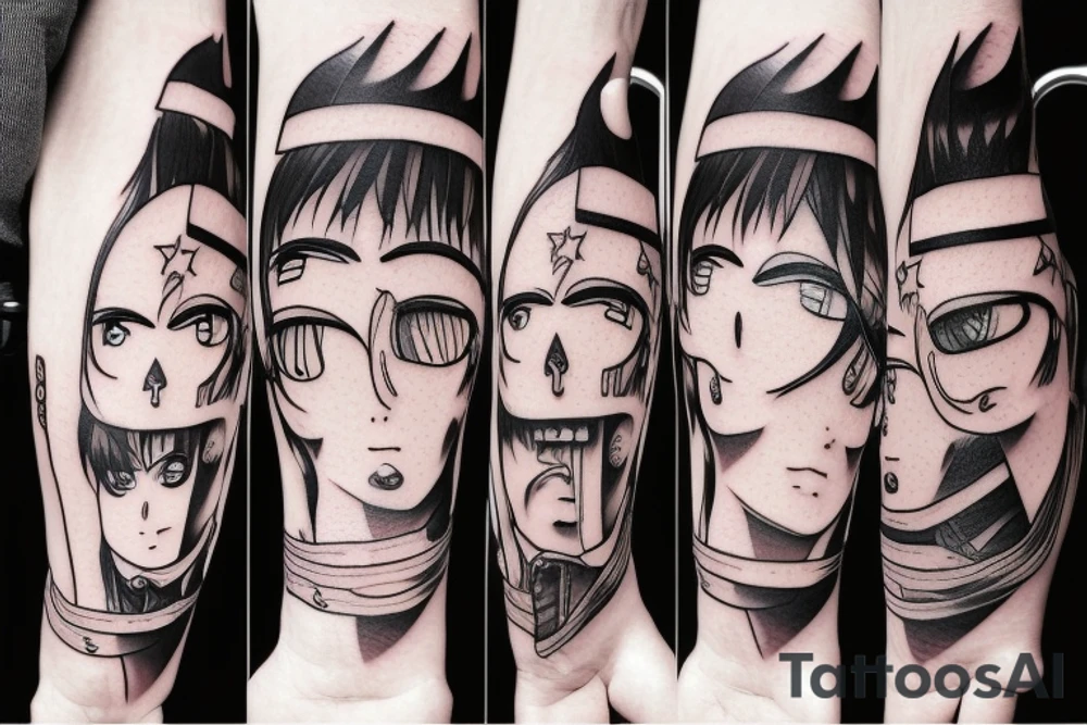 Cool anime mask tattoo idea