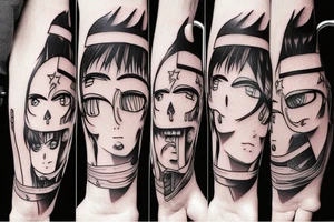 Cool anime mask tattoo idea