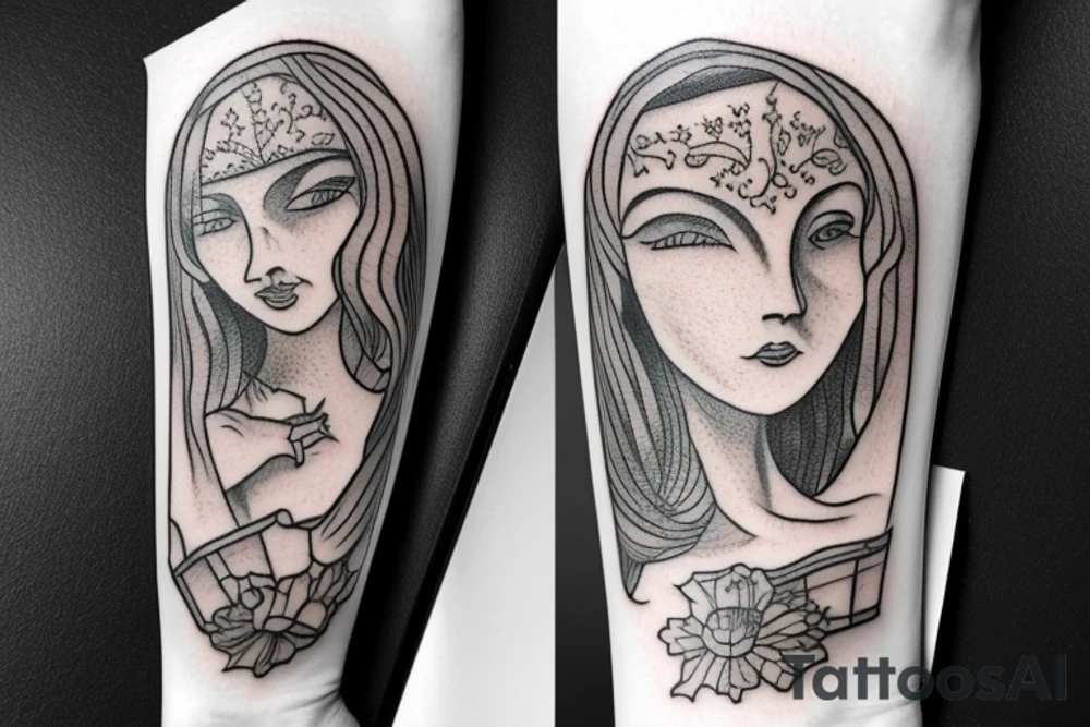 medieval lady barring a wooden door with her arm tattoo idea