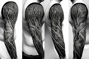 A tree which's branches transition into arteries and veins tattoo idea