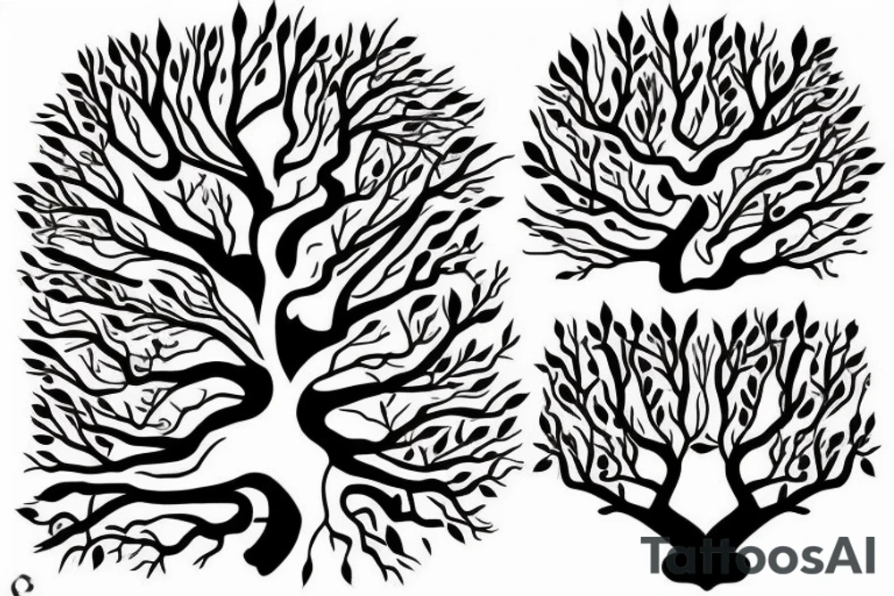 A tree which's branches transition into arteries and veins tattoo idea