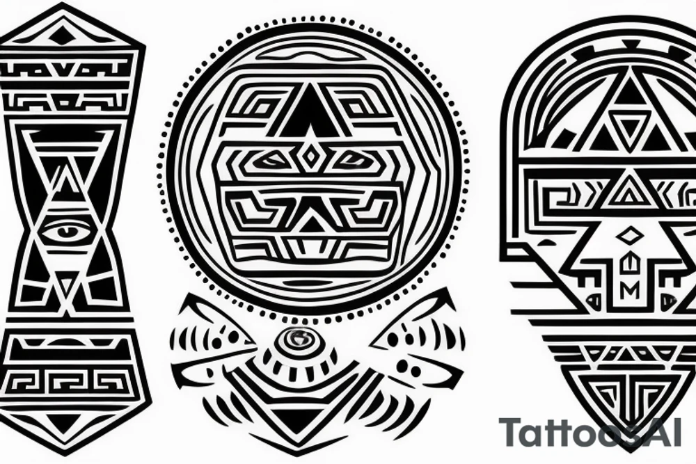 simple aztec symbols tattoo idea